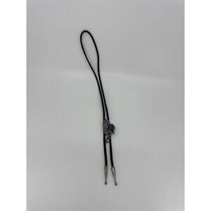 Vintage Navajo Style Silver(?) or Pewter(?) and Turquoise Bolo Neck Tie